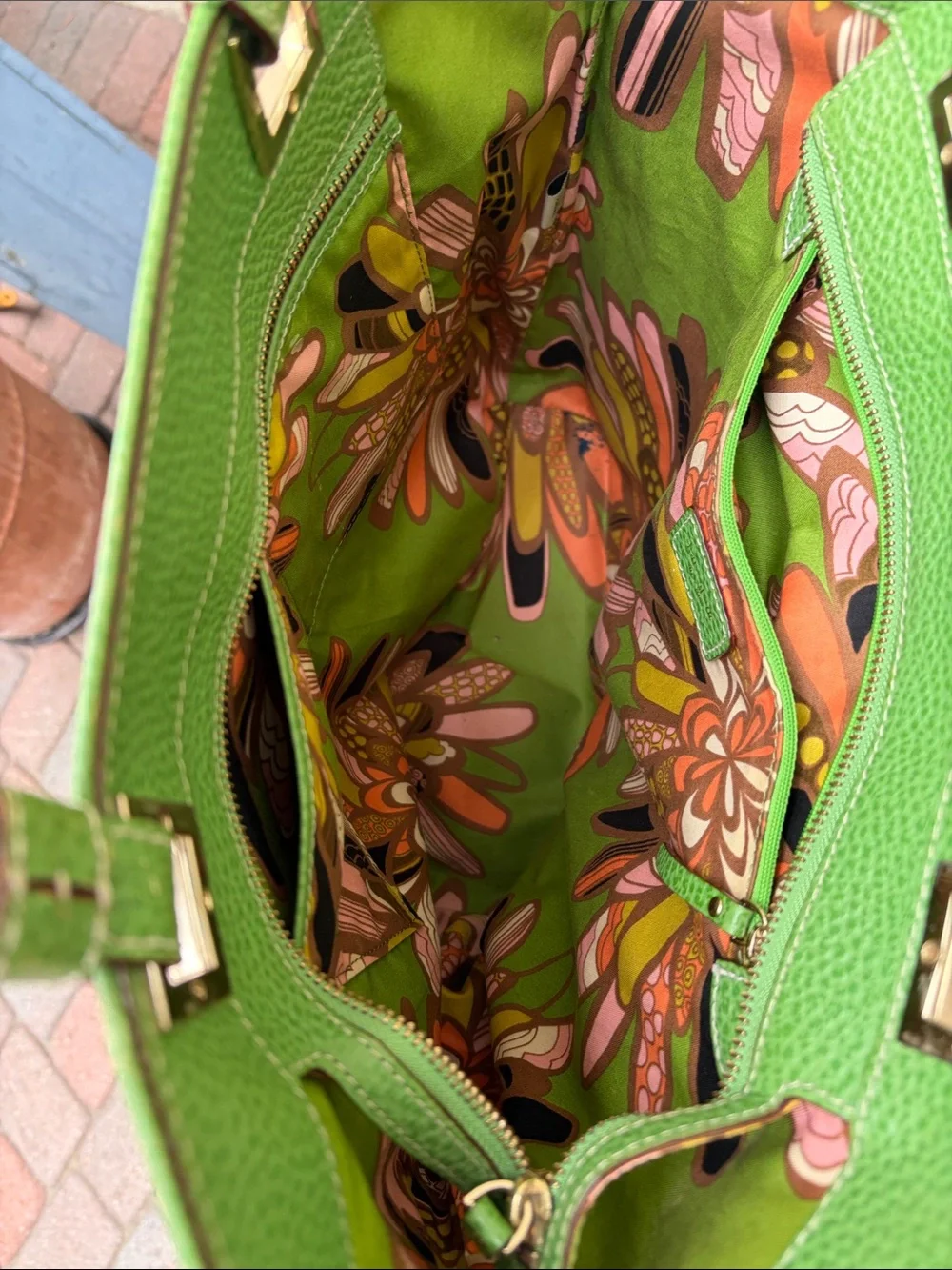 kate spade Bright Green Pebbled Leather Tote